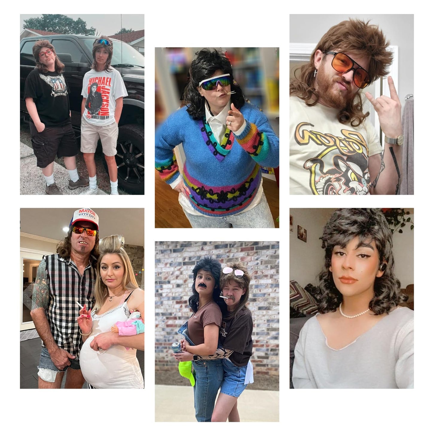 Kavsni Mullet Wigs for Men Joe Dirt Emo Wig 80s Costumes Fancy Party Accessory Cosplay Wig Halloween Man x (Black)