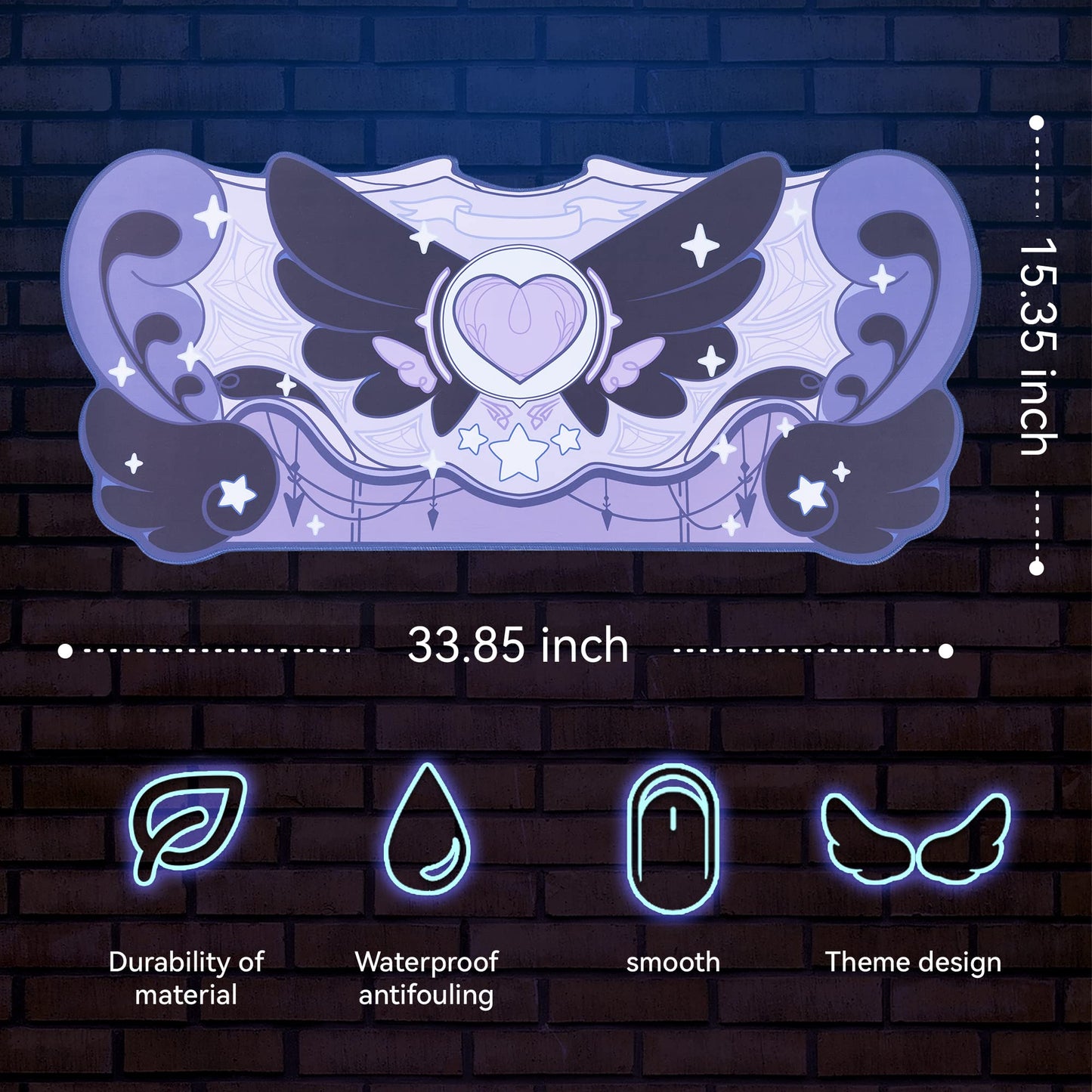 GeekShare Large Gaming Mouse Pad Dark Purple Non-Slip Rubber Back Mouse Pad Big Desk Mat for Keyboard and Mouse,Perfect for Gaming or Home Office Work - Star Wings Dark Version