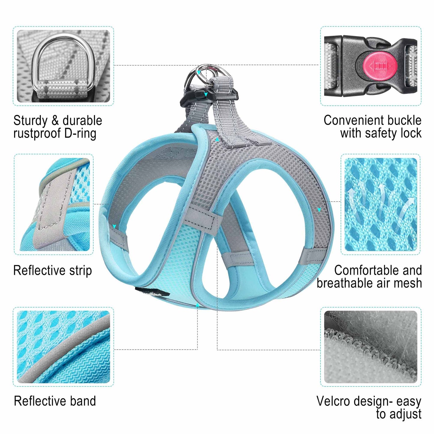 haapaw Dog Harness with Leash Set, No Pull Adjustable Reflective Step-in Puppy Harness with Thickened Padded Vest for Extra-Small/Small Medium Dogs