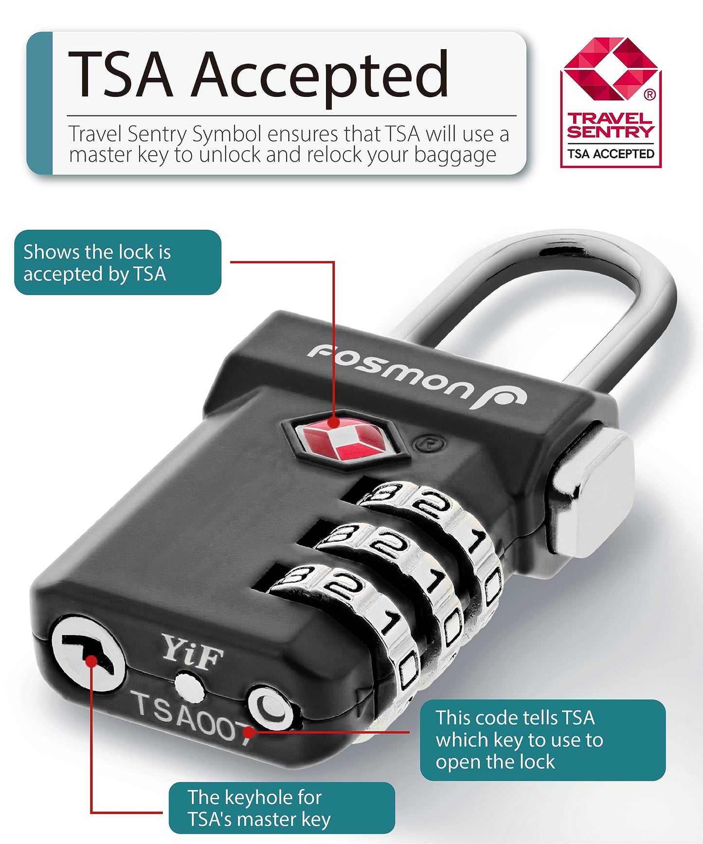 Fosmon TSA Approved Luggage Locks, Suitcase Travel Lock with Push Release Button, 3 Digit Combination Padlock for Gym Locker, Backpack Zipper- 4 Pack