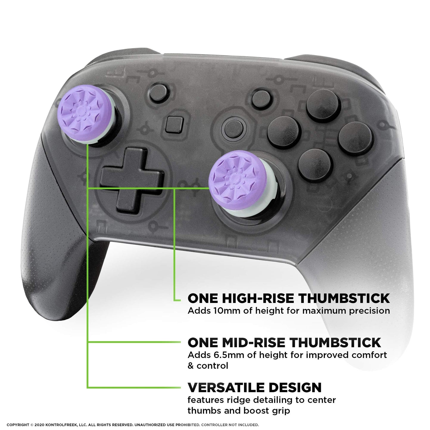 KontrolFreek FPS Freek Galaxy Performance Thumbsticks for Nintendo Switch | 1 Mid-Rise, 1 High-Rise Concave | Purple