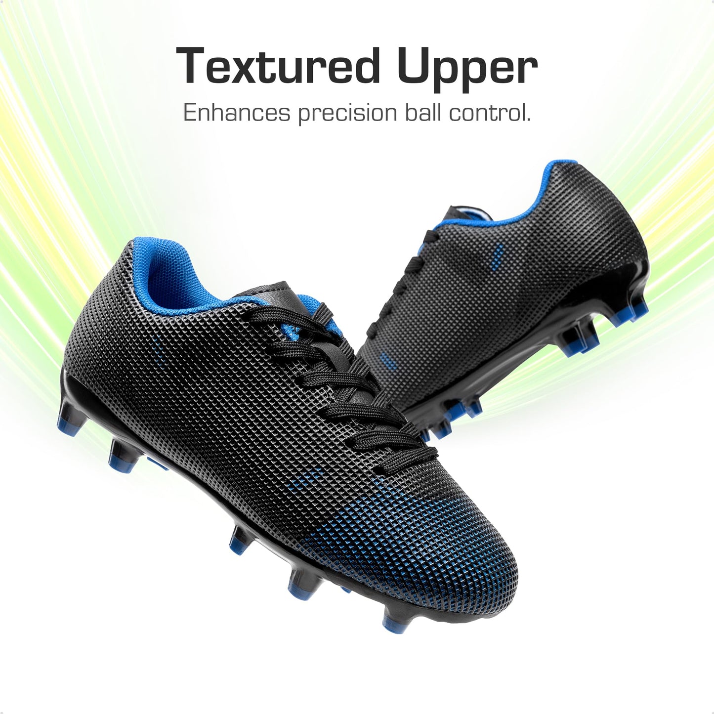 DREAM PAIRS Boys Girls Soccer Cleats Youth Firm Groud Athletic Outdoor Trainning Football Shoes for Little/Big Kid,Size 6 Big Kid,Black/Blue,SDSO224K