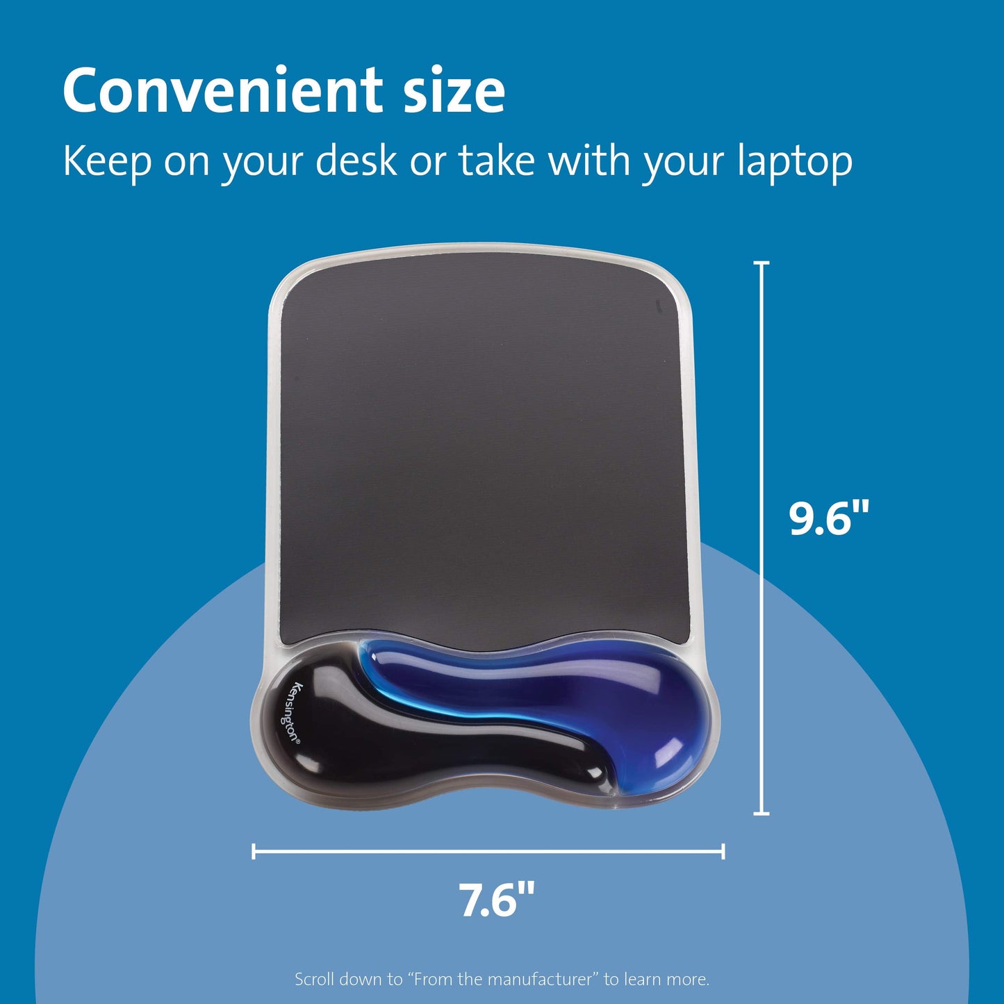 Kensington 62401 Duo Gel Wave Mouse Pad Wrist Rest, Blue