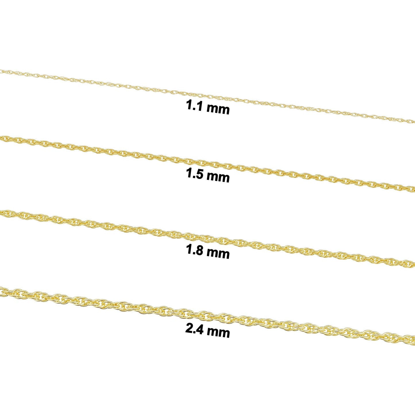Kooljewelry Yellow Gold Plated Sterling Silver Replacement Rope Chain Necklace (1.1 mm, 20 inch)