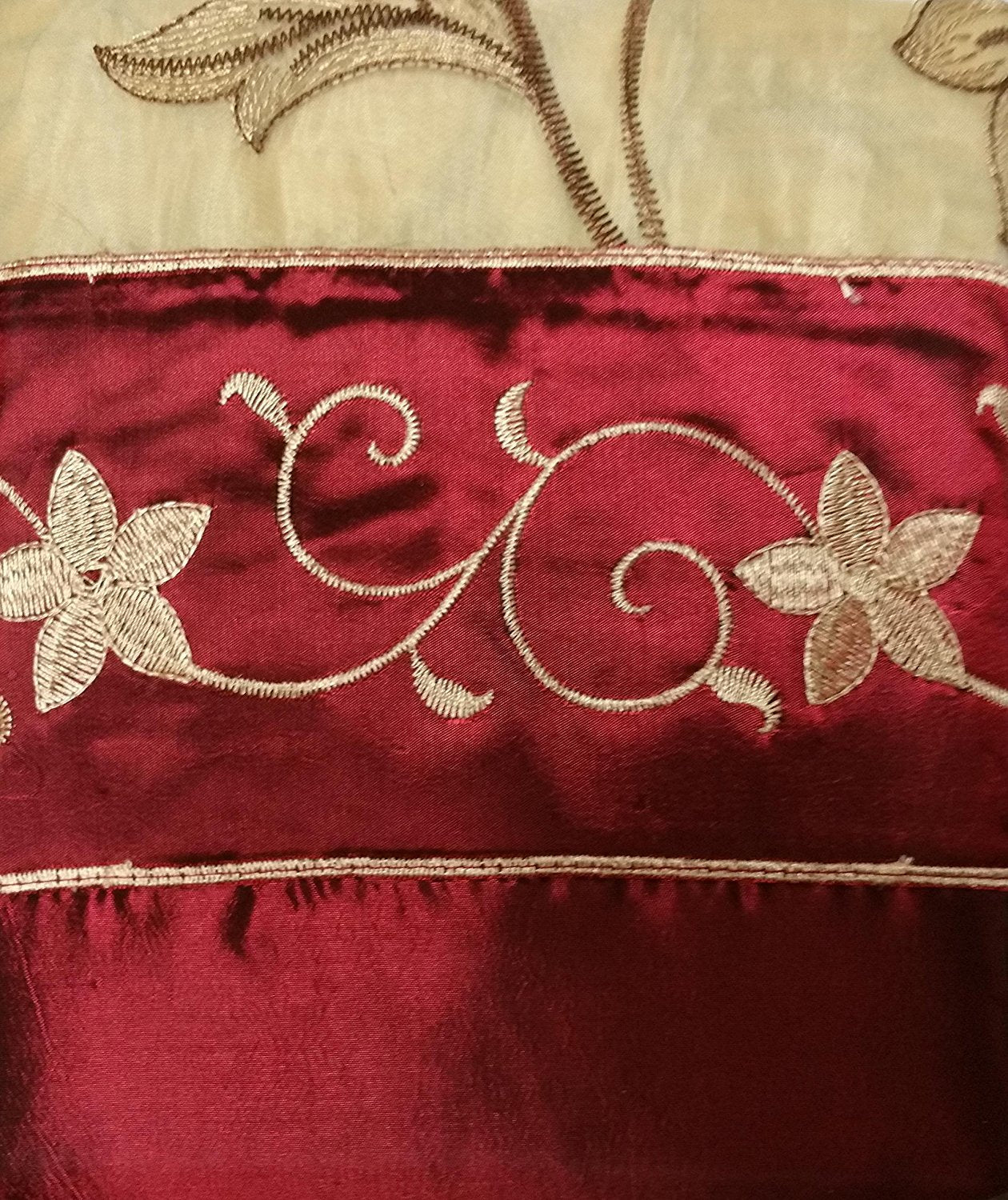 Fancy Collection Embroidery Curtain Set 1 Panel Drapes with Backing & Valance (55"x 63", Burgundy)