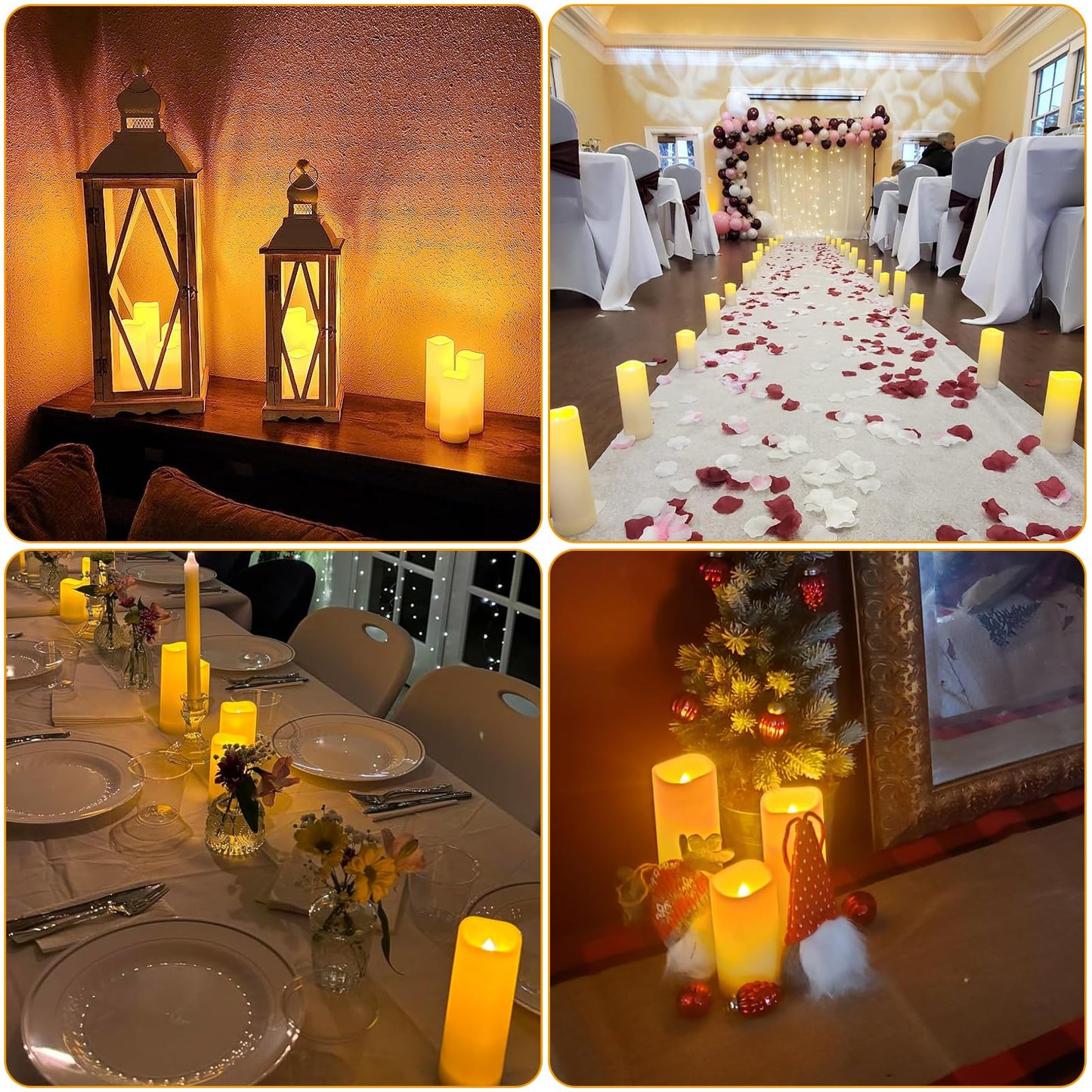 Enido 12 Pc Flameless LED Candles with Remote & Timer, Outdoor Waterproof, Flickering Electric Warm Lights for Cozy Home & Holiday Romantic Decor, Battery Operated for Party(D 2.2” x H 4”/5”/6”