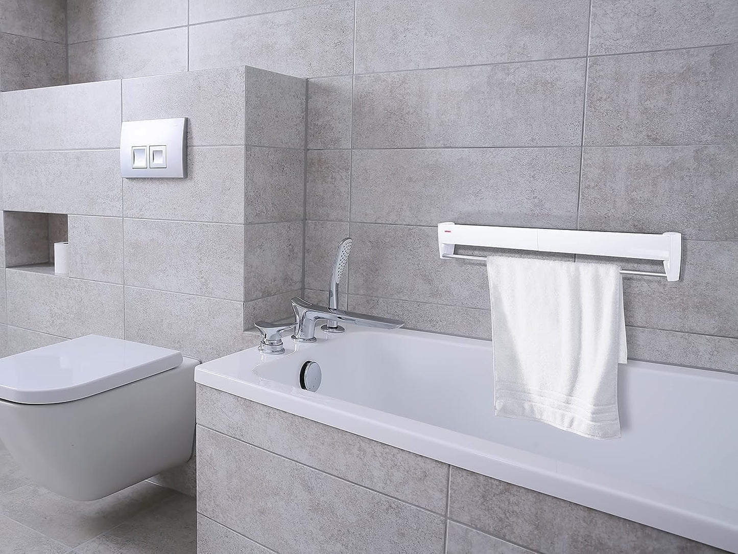 Leifheit Telegant Wall Dryer, Foldable Outdoor and Indoor Drying Rack, Wall Mounted Clothesline, Space Saving Laundry Drier for Clothes, Towels (Colour: White) 3.6 m 83201-6