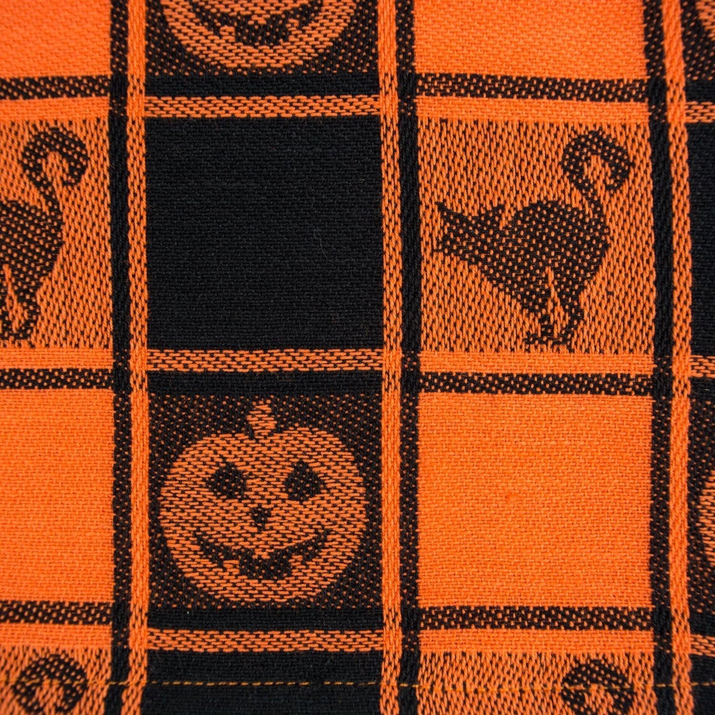 DII Halloween Party Tabletop Decor, Reusable & Machine Washable Cotton Fabric, Tablecloth, 60x84, Orange & Black Buffalo Check