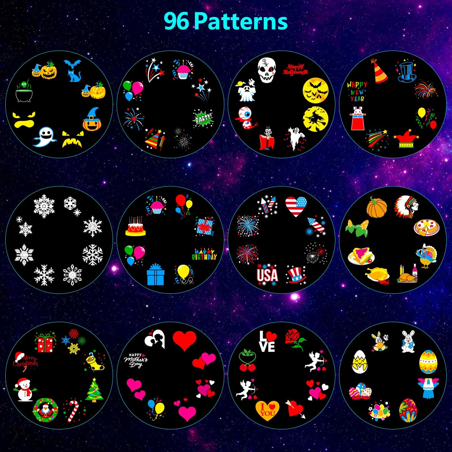 Halloween Decorations,MOSSNDAR 96 HD Patterns Halloween Christmas Projector Light Outdoor,Holiday Projector Light with RF Remote,Waterproof Landscape Lamp Projector for Garden Party,Xmas New Year Gift