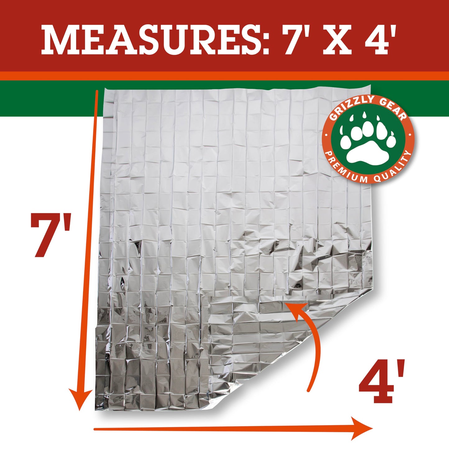 Grizzly Gear Emergency Mylar Thermal Blankets (10 Pack) Survival Kit Camping Space Blanket - Perfect for Hiking, Outdoors, Marathon Runs or First Aid Set- Bug Out Bag Essential - Keep Heat Insulated