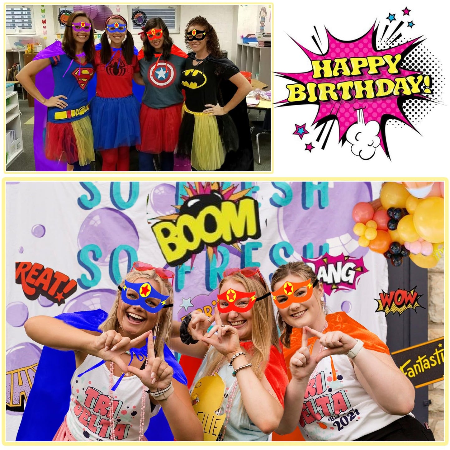 iROLEWIN Superhero Capes for Adults Masks 4 Pack Group Super-Hero Costumes as Women Men Halloween Dress Up Family Party Gifts