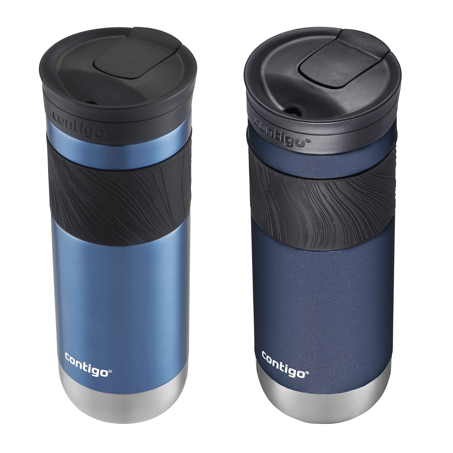 Contigo SNAPSEAL Insulated Stainless Steel Travel Mug with Grip 20oz. Blue Corn Transparent Satin & Midnight Berry