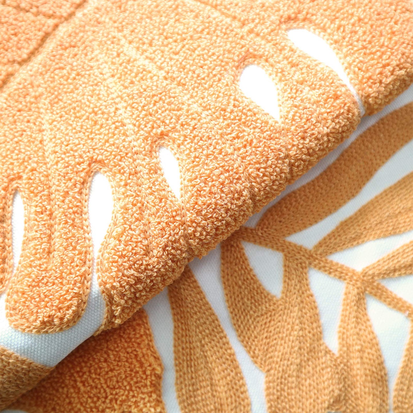 Hodeco Embroidery Throw Pillow Covers 18x18 Home Decor Floor Pillow Cover for Couch Bed Chair 100% Cotton Loop Embroidered Orange Tropical Leaves Cushion Cover Square Pillowcase 45x45cm, 1 Piece