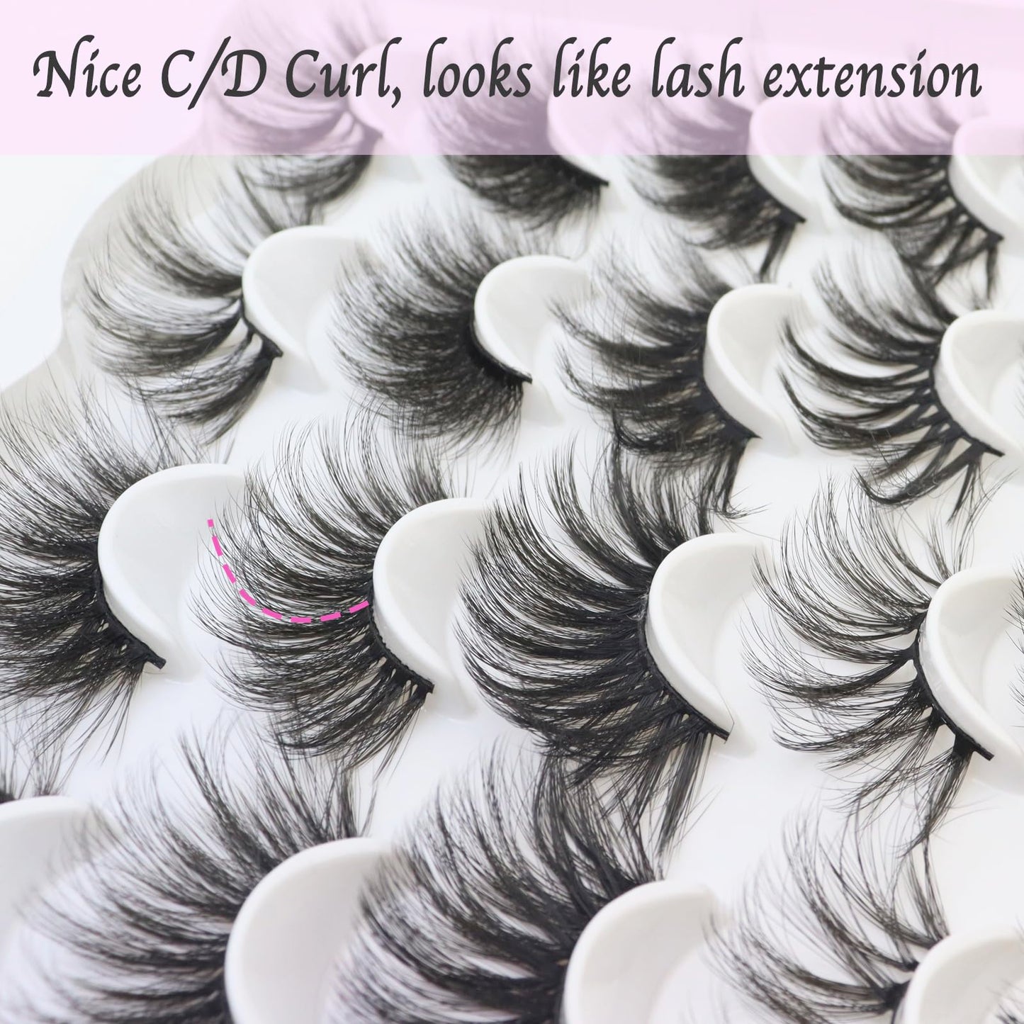 DAODER False Eyelashes 25MM Mink Lashes Dramatic Look Fluffy Long Fake Eyelashes Wispy 25mm False Lashes Strip 10 Variety Pairs Mixed for Halloween Bold Makeup