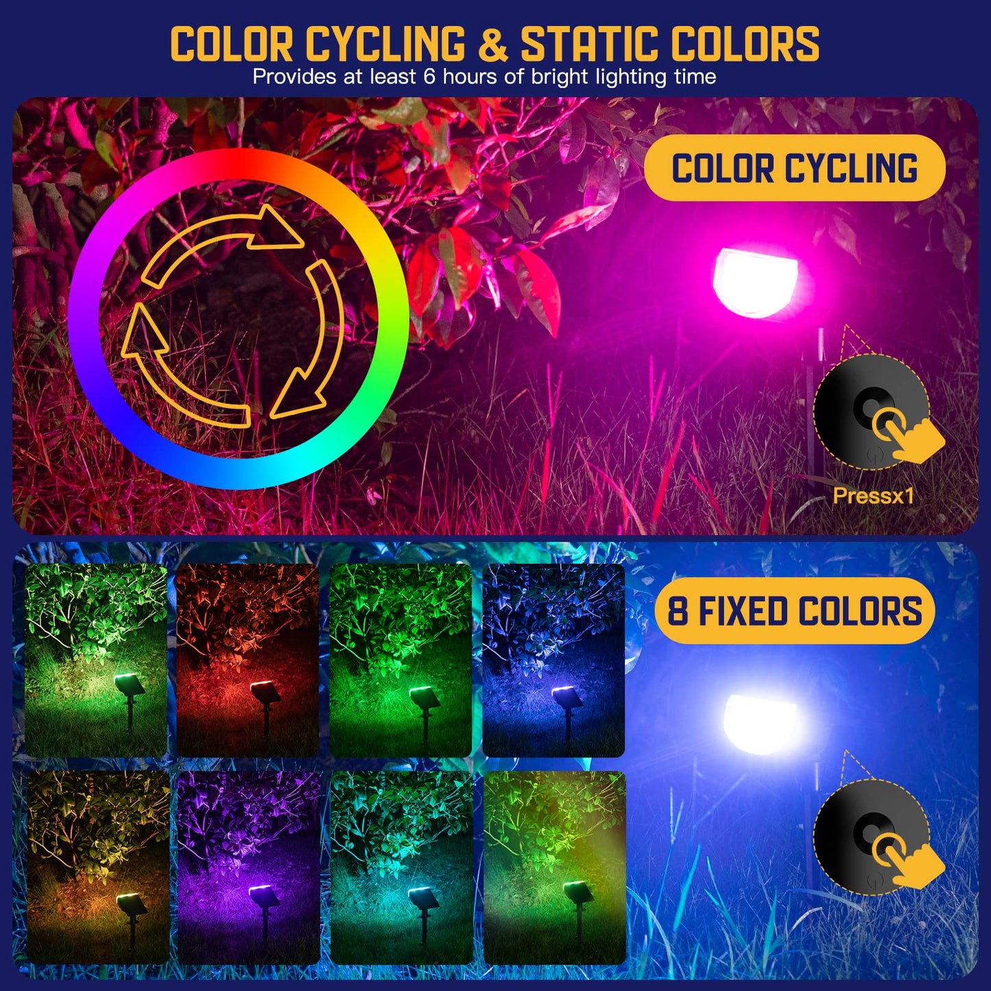 Kyosho Color Changing Solar Outdoor Lights, 9 Lighting Modes Halloween Christmas Lights, Waterproof RGBW Multicolor Solar Spotlight for Tree Pool Garden, 4 Pack