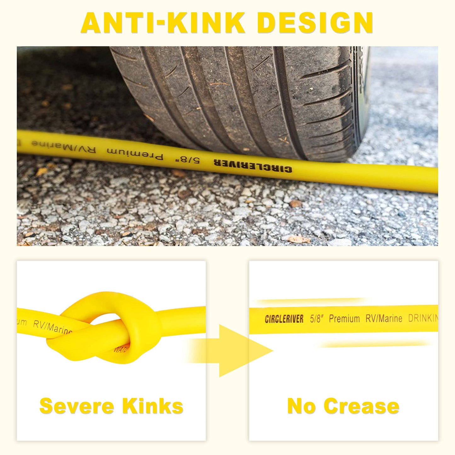 CircleRiver RV Drinking Water Hose 25FT with Storage Bag, 5/8" Premium Fresh Water Hose for RV, Camping, Marine, Trailer and Truck, BPA Free, Anti-Kink and Leak-Free, Drinking Water Safe