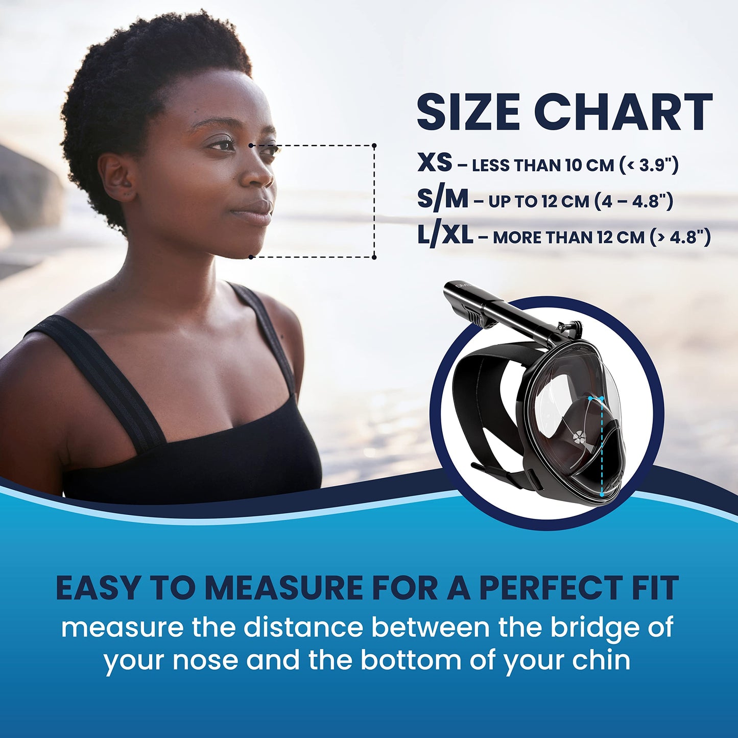 DIVELUX Full Face Snorkel Mask - Black S/M - Innovative Snorkeling Mask - Premium Snorkeling Gear Adults - 180 Panoramic View Scuba Mask - Anti-Fog Anti-Leak Diving Mask w/ Waterproof Case and E-Book