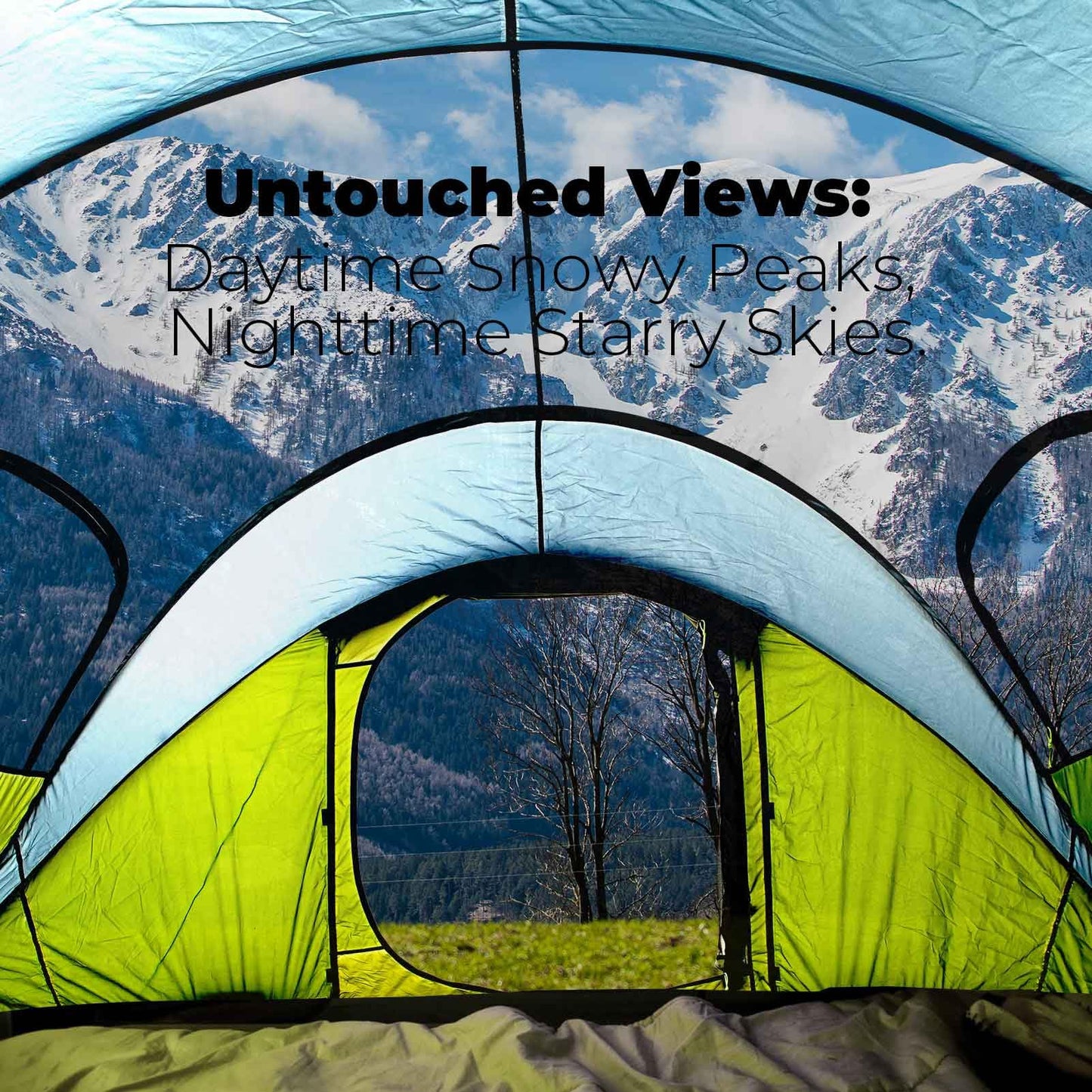 4 Person Easy Pop Up Tent,9.5’X6.6’X52'',Waterproof, Automatic Setup,2 Doors-Instant Family Tents for Camping, Hiking & Traveling