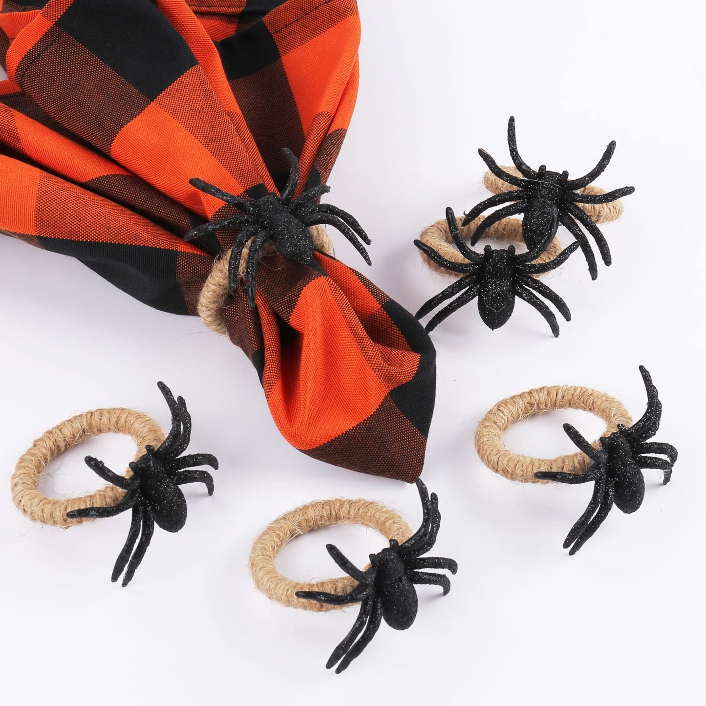 Kalopro Spider Napkin Rings Set of 6,Halloween Napkin Holder Rings,Black Napkin Ring for Halloween,Valentine’s Day,Wedding,Birthday Party,Thanksgiving Day,Christmas Day,Dining Table (Black Spider)