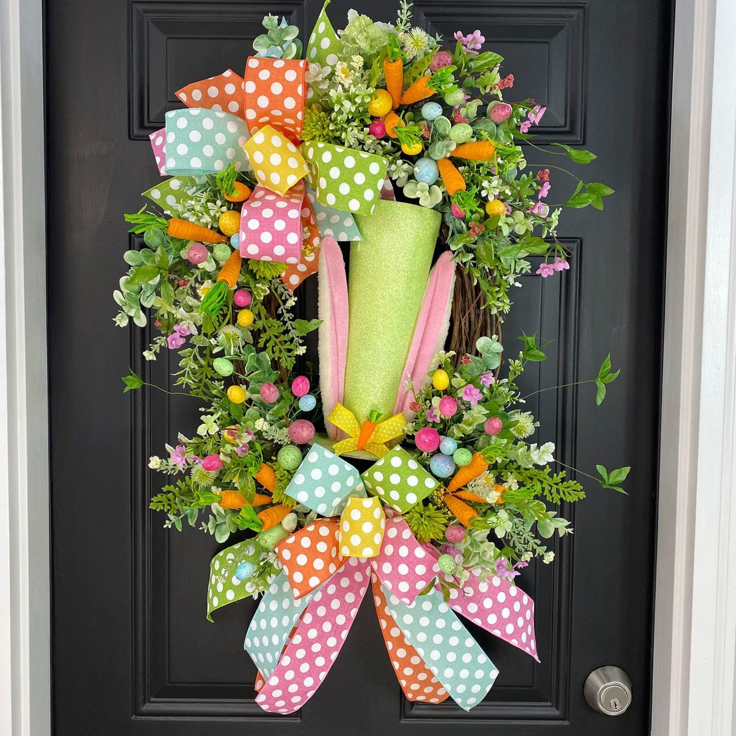 Leecogo Easter Ribbon Wired,2 1/2”x10 Yard,Orange Polka Dots Ribbon for Easter, Christmas, Wreath, Spring, Summer, Wedding, Baby Shower, Birthday