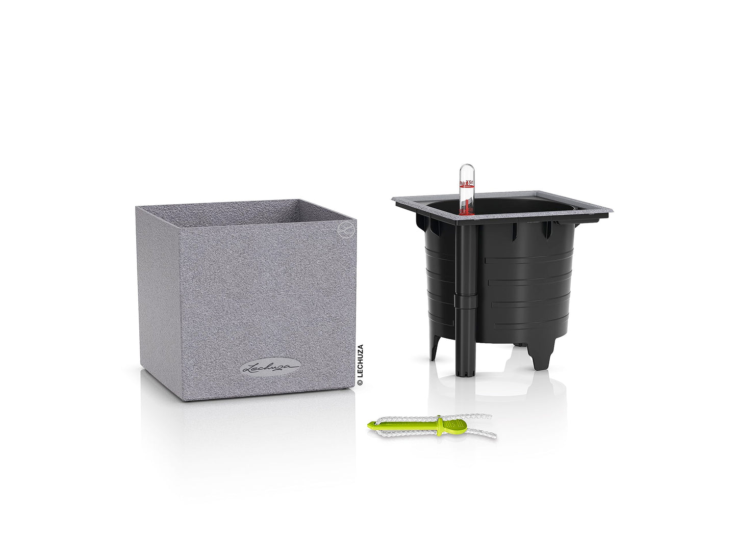 Lechuza Canto Stone 14 Self-Watering Table Planter with Water Level Indicator, Stone Grey