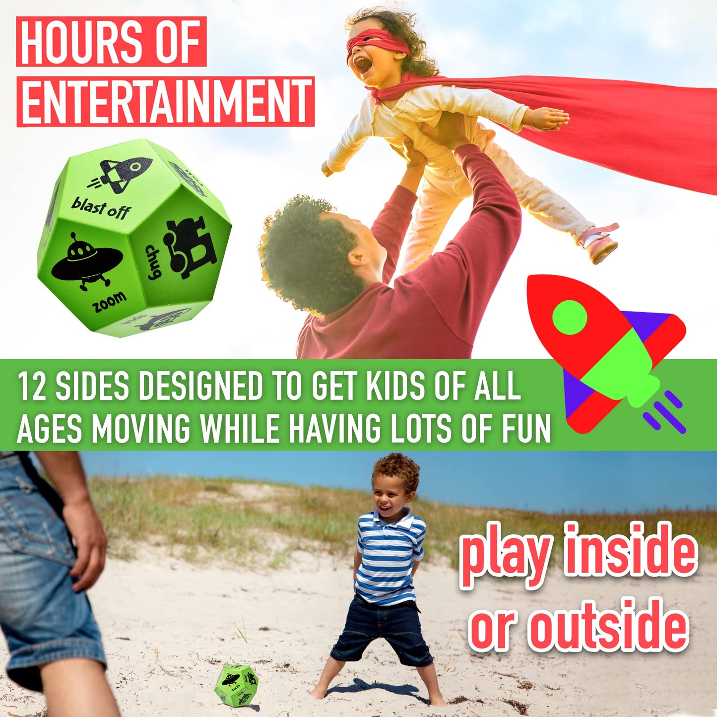 Covelico Movement Dice Games for Kids, Gross Motor Toys for Kindergarten, Preschool & Elementary School. Indoor Recess & Outdoor Toys, PE Equipment & Games for Classroom, Kids Gymnastics Equipment.