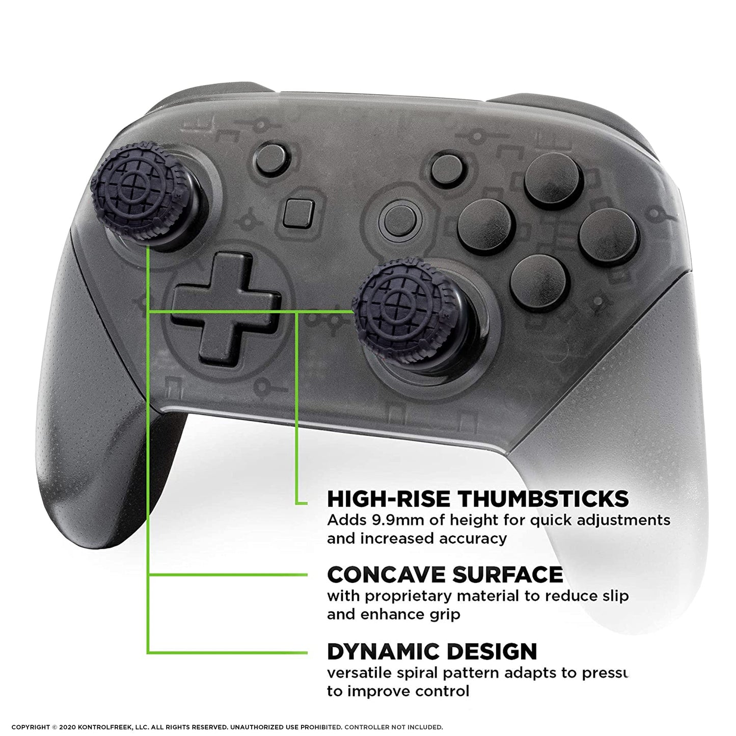KontrolFreek FPS Freek Battle Royale Nightfall for Nintendo Switch Pro Controller | Performance Thumbsticks | 2 High-Rise Concave | Black