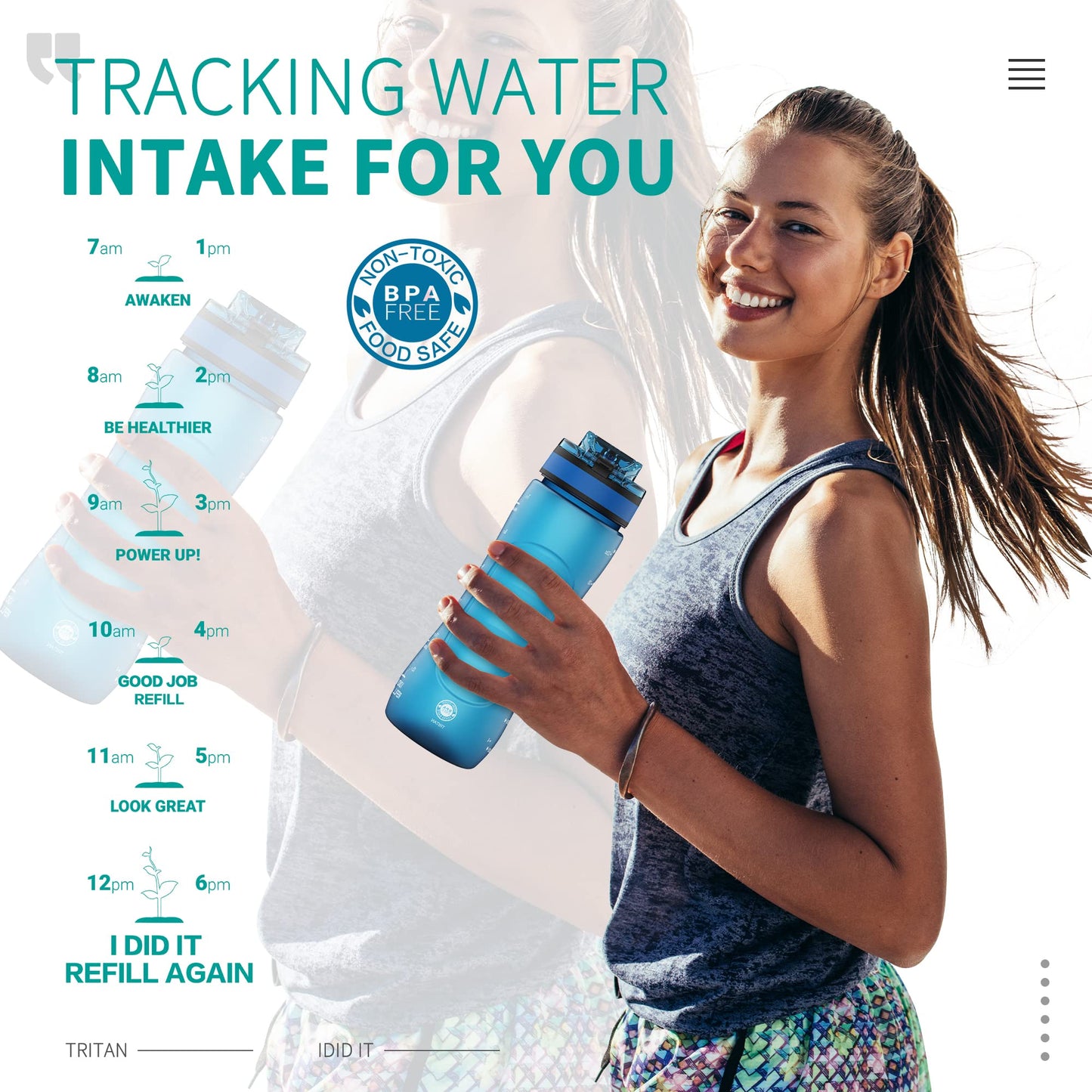 KITART 25oz Kids Sports Water Bottles for School with Spout Lid (Green)