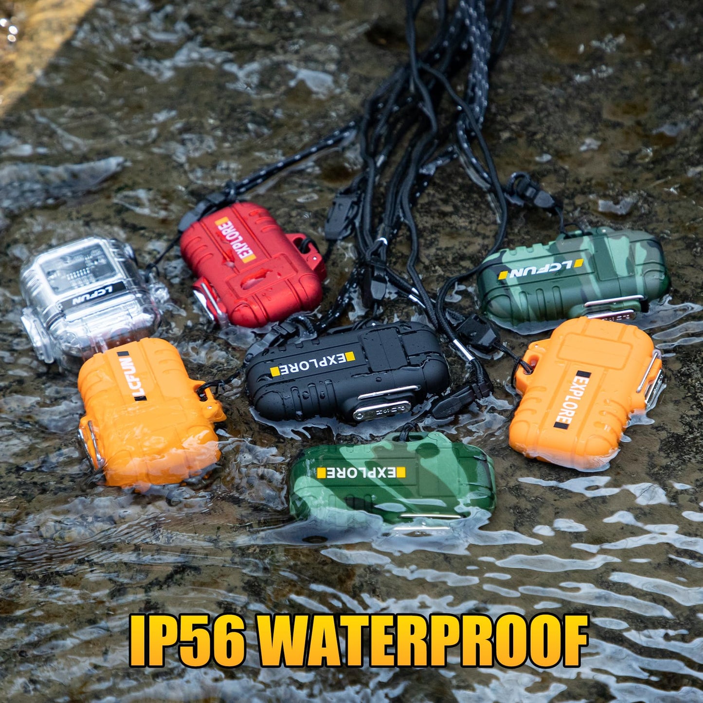 LcFun Waterproof Electric Lighter Windproof Dual Arc USB Rechargeable Flameless Plasma Lighters for Camping Hiking Survival Tactical Gear Stocking Stuffers Gifts for Men Fathers Husband