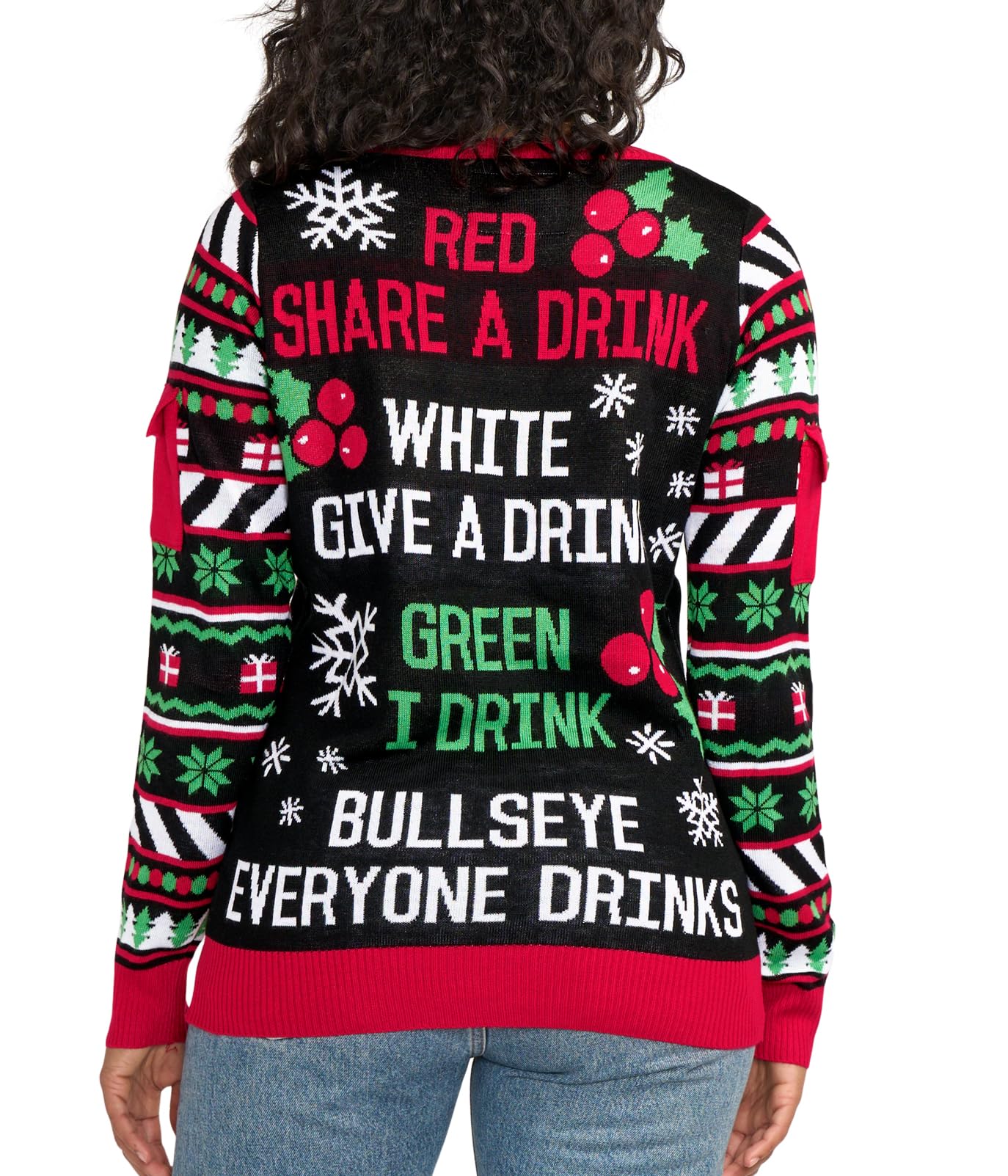 Tipsy Elves Women's Drinking Game Ugly Christmas Sweater: Medium