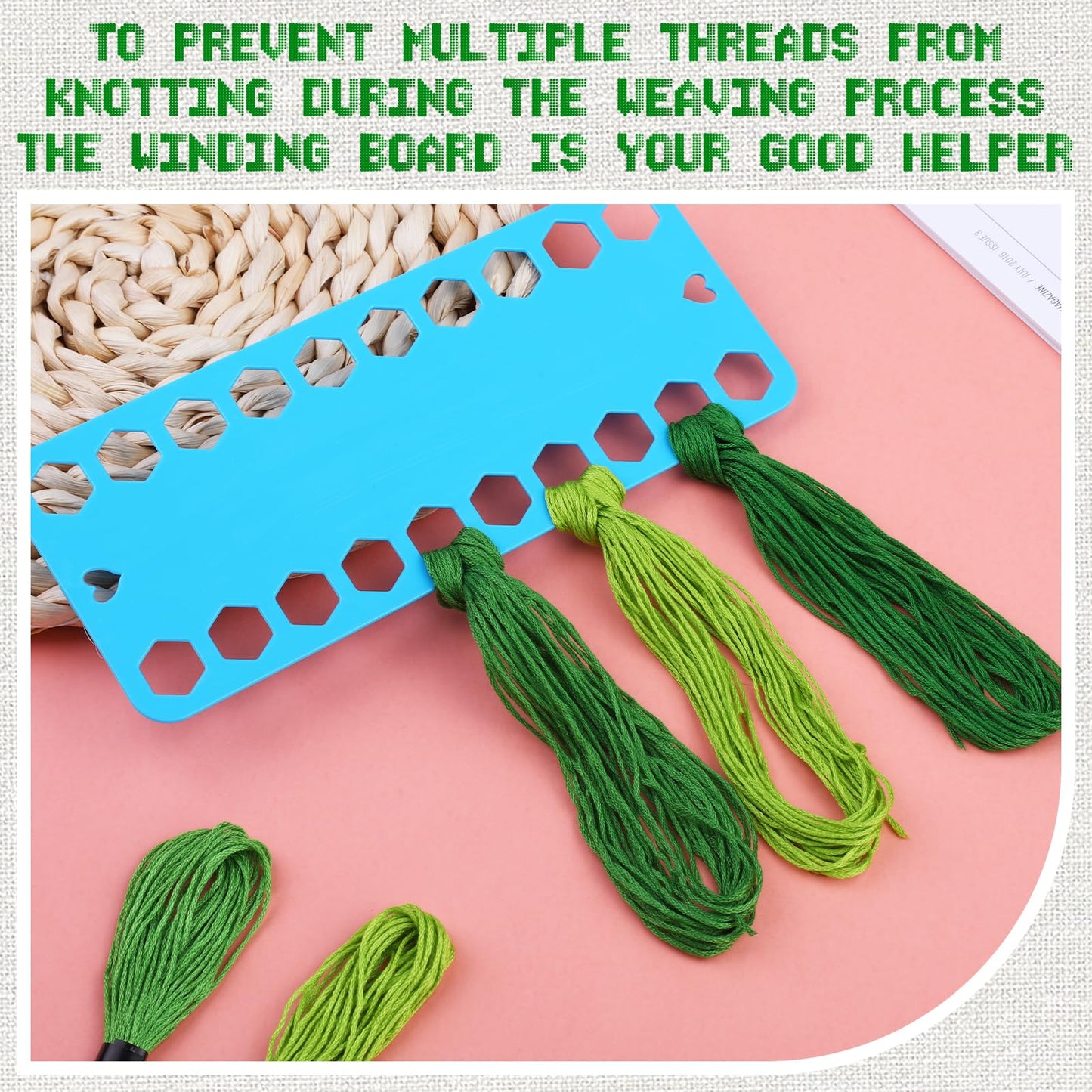 Dercuy 25 Skeins Green Series Cross Floss Stitch Thread, 8m Cotton Embroidery Floss Set with Plastic Bobbins & Needle