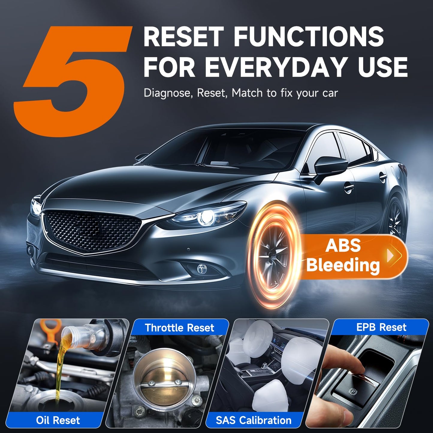 FOXWELL OBD2 Scanner NT614 Elite Engine Airbag Transmission ABS SRS Auto Scanner with 5 Reset Services WiFi Update Car Scanner ABS Bleeding/SAS/EPB/Throttle/Oil Upgrade of NT604 Code Reader Scan Tool