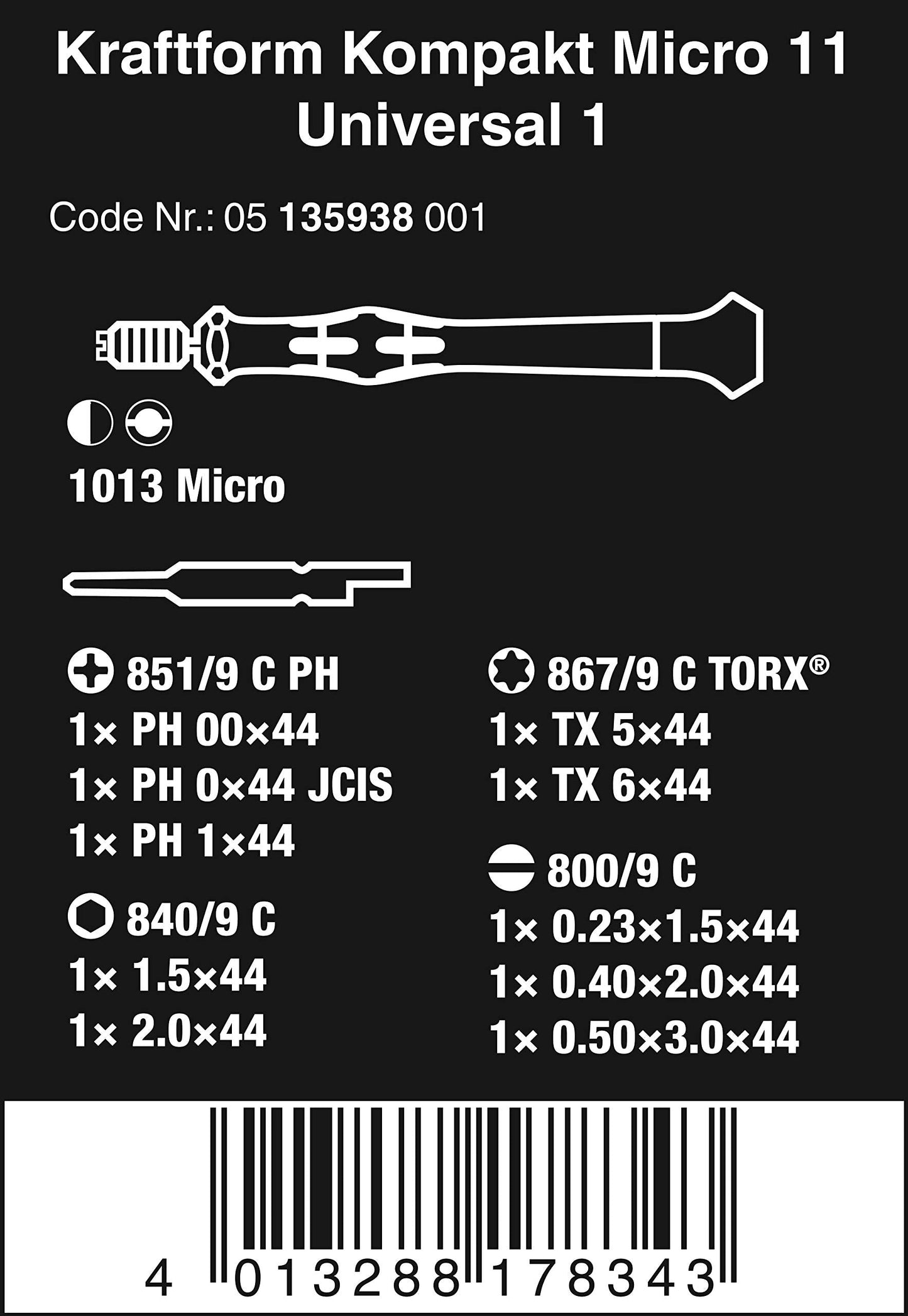 KRAFTFORM MICRO/11 BIT SET HANDLE AND INTER-CHANGE BLADES