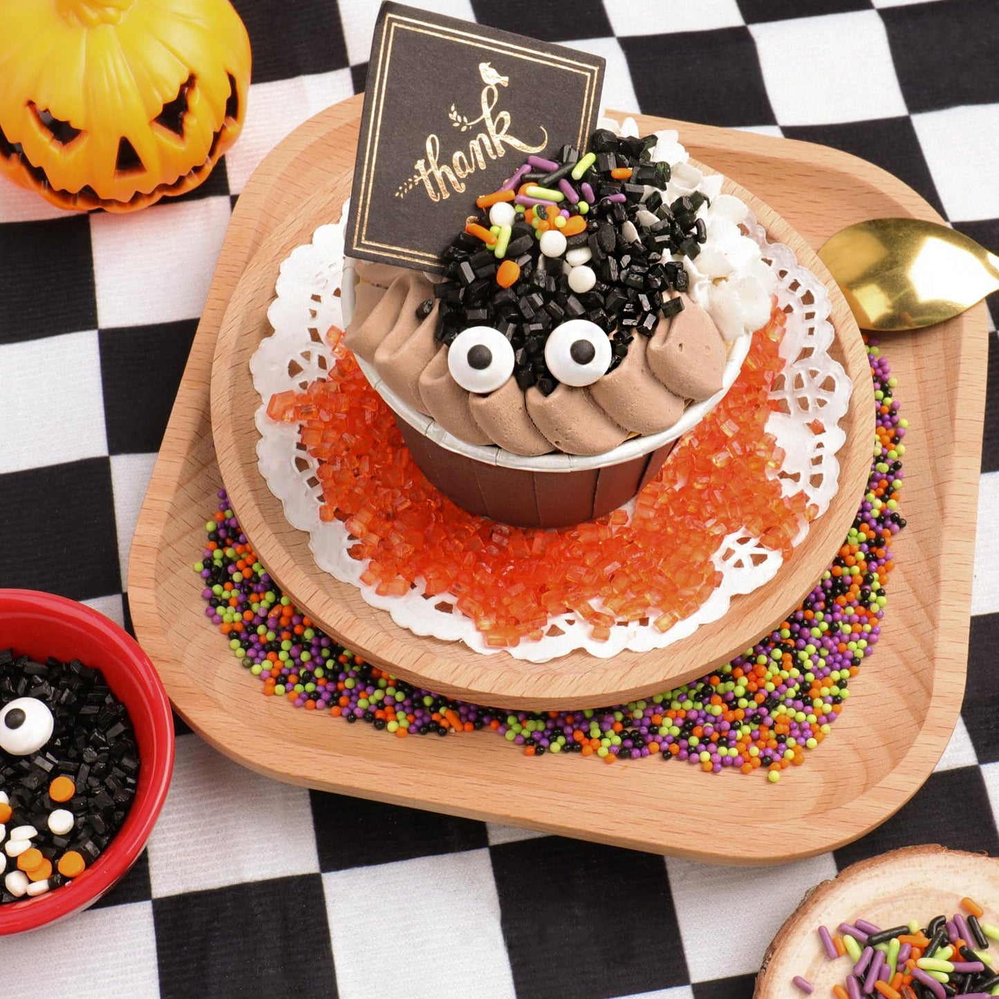 Halloween Sprinkles Edible, 5oZ Fall Eyeball Sprinkles for Cake Decorating with White Black Orange Confetti Nonpareils Jimmies and Sugar, Cupcakes Cookie Ice Cream Baking Toppings