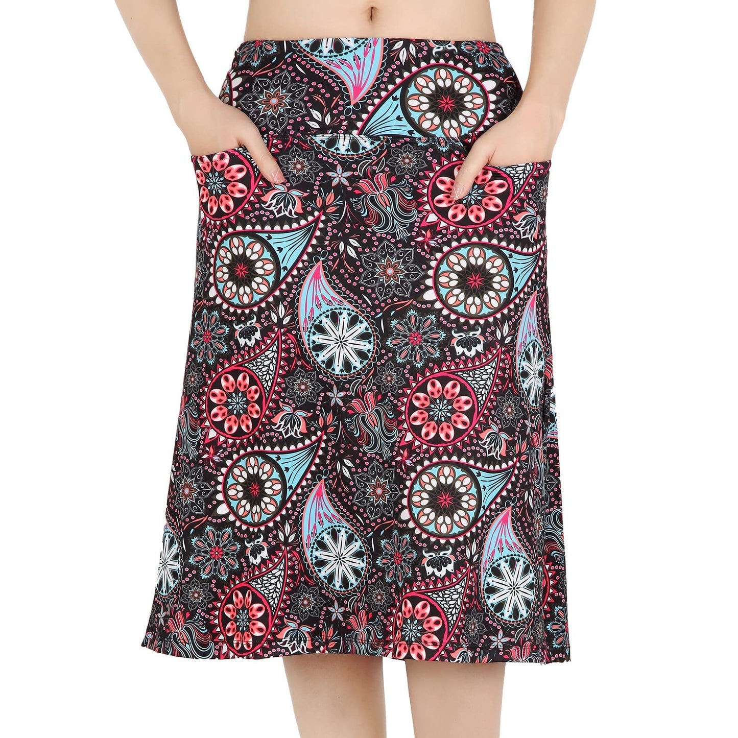 CZRLHYT Women's Skorts Skirts 25" Knee Length Modest Athletic Skirts with Pockets Sunflower S