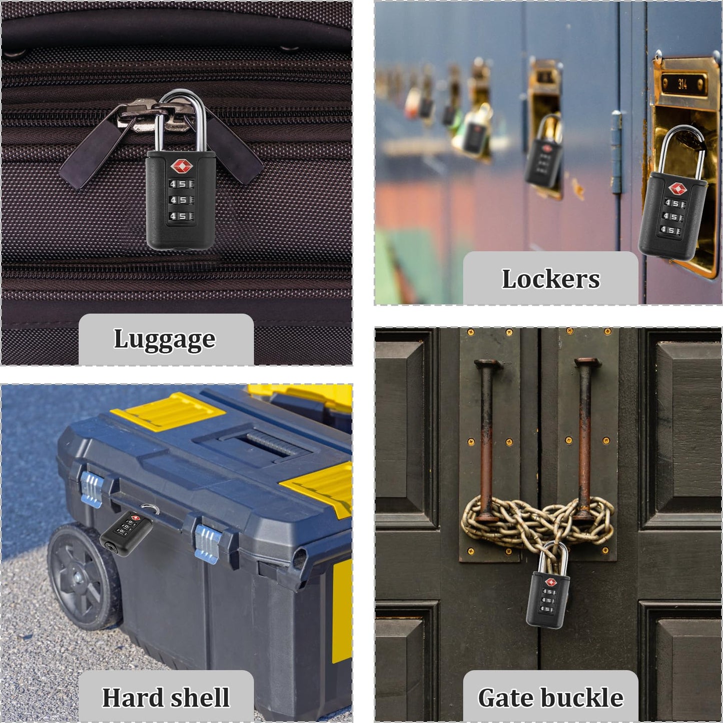 6Pcs TSA Approved Luggage Locks 3 Digit Travel Combination Portable Small Padlocks Stainless Steel TSA Accepted Toolbox Locks for Travel Bag Suitcase Lockers