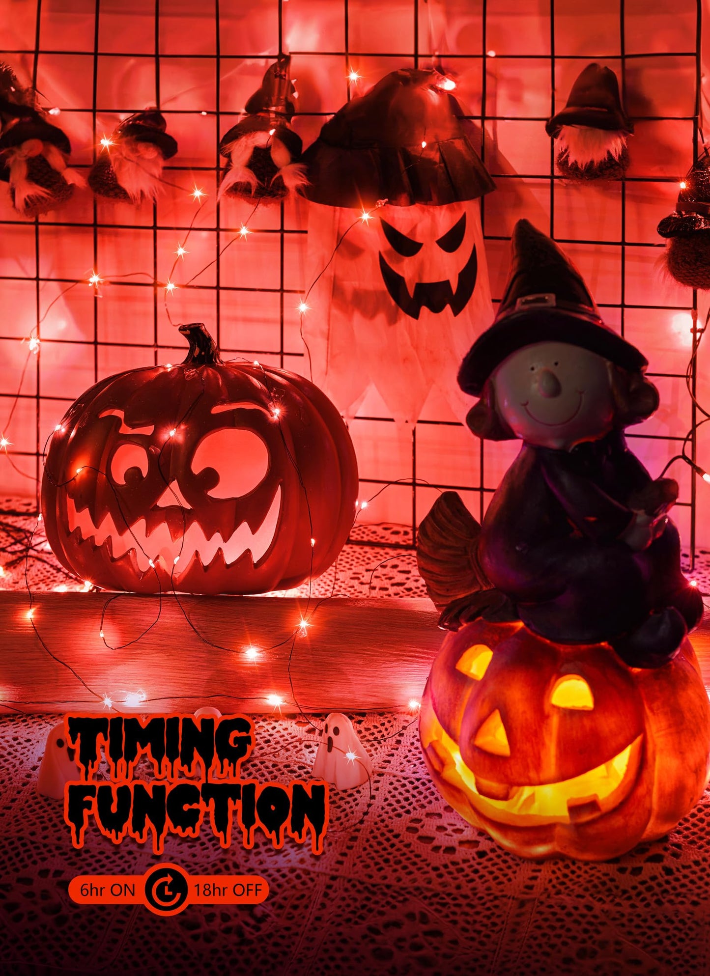 5 Pack Fairy Lights Battery Operated, 7 Feet 20 Led String Lights with Timer, Waterproof Firefly Lights for Party Haunted House Indoor Outdoor Halloween Decorations, 6 Hours on/18 Hours Off, Orange