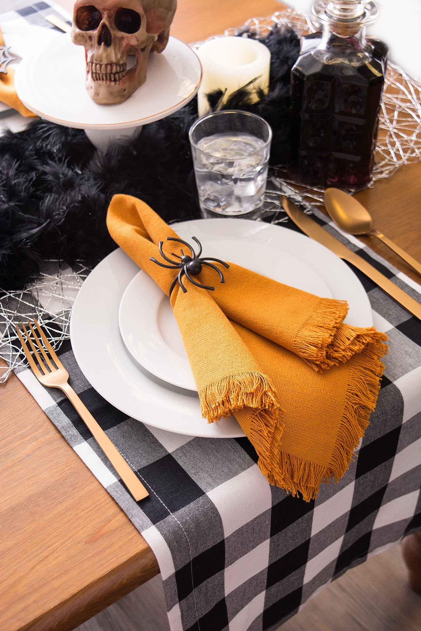 DII Halloween Napkin Rings Novelty Tabletop Décor Set, 2x1.5x1.5, Black Spider, 6 Piece