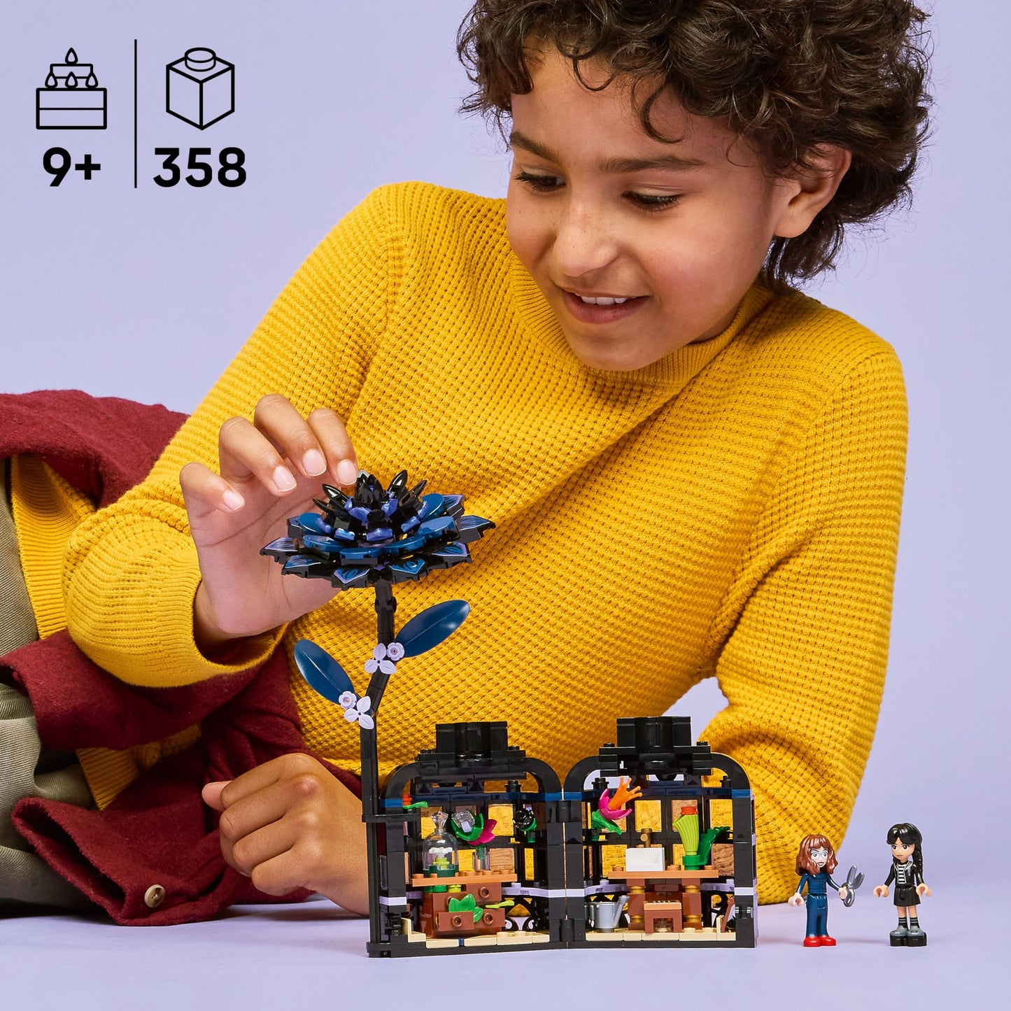 LEGO Wednesday Black Dahlia Flower Building Toy - Pretend Play Set for Girls & Boys, Ages 9+ - with Wednesday Addams & Professor Minidolls - Building Blocks for Kids - Gift Idea for Birthdays - 76784