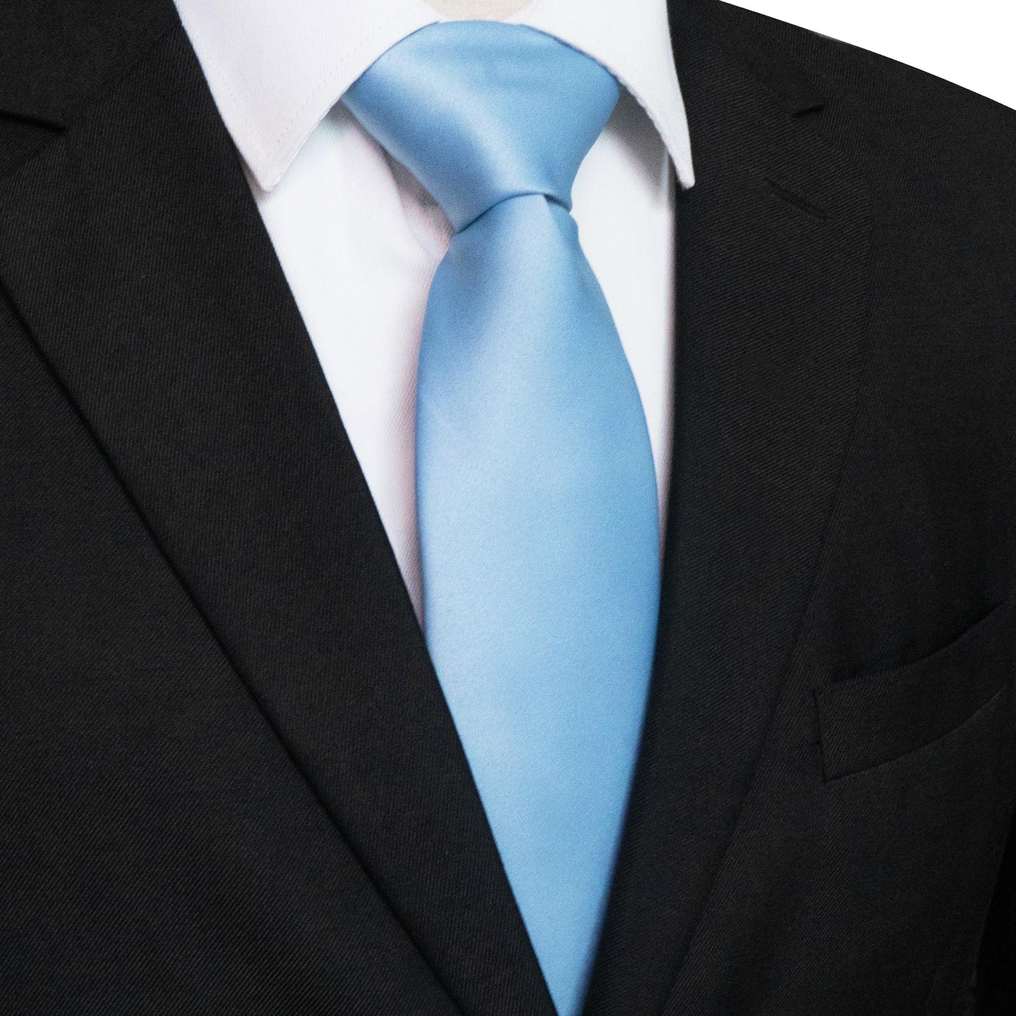 JEMYGINS Baby Blue Tie Mens Necktie for Business and Wedding (Light Blue)