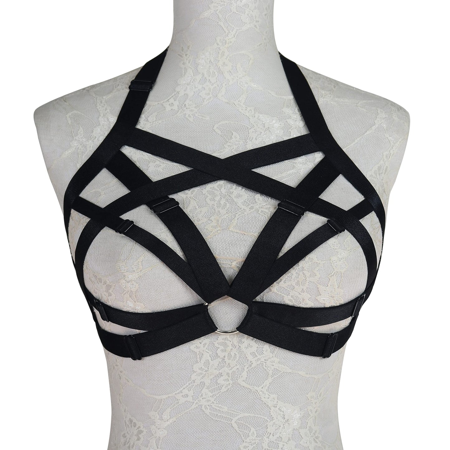 JELINDA Womens Bra Elastic Cupless Cage Bra Strappy Hollow Out