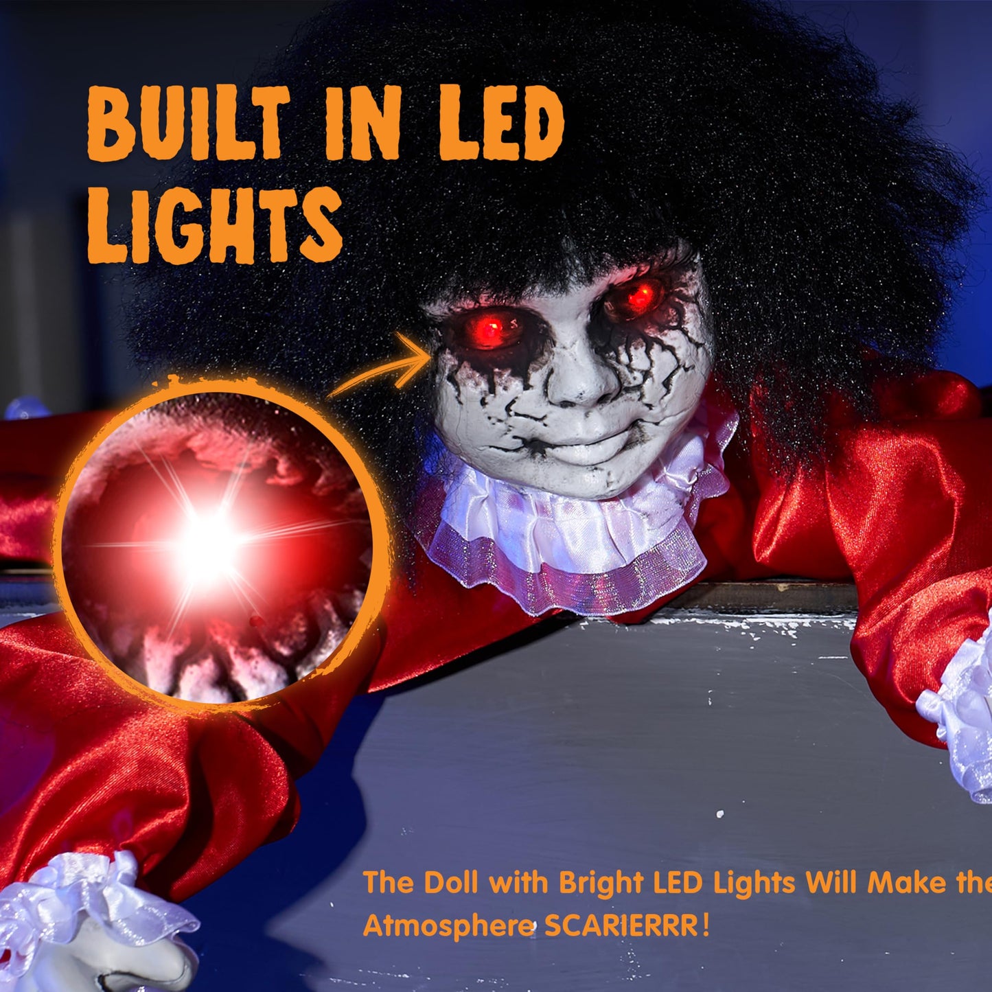 JOYIN Halloween Animatronics Decorations Outdoor Groundbreaker Crawling Doll, Creepy Halloween Graveyard Decoration Outside Decor Scary Haunted House Prop Sound Activated with Sounds and Lights