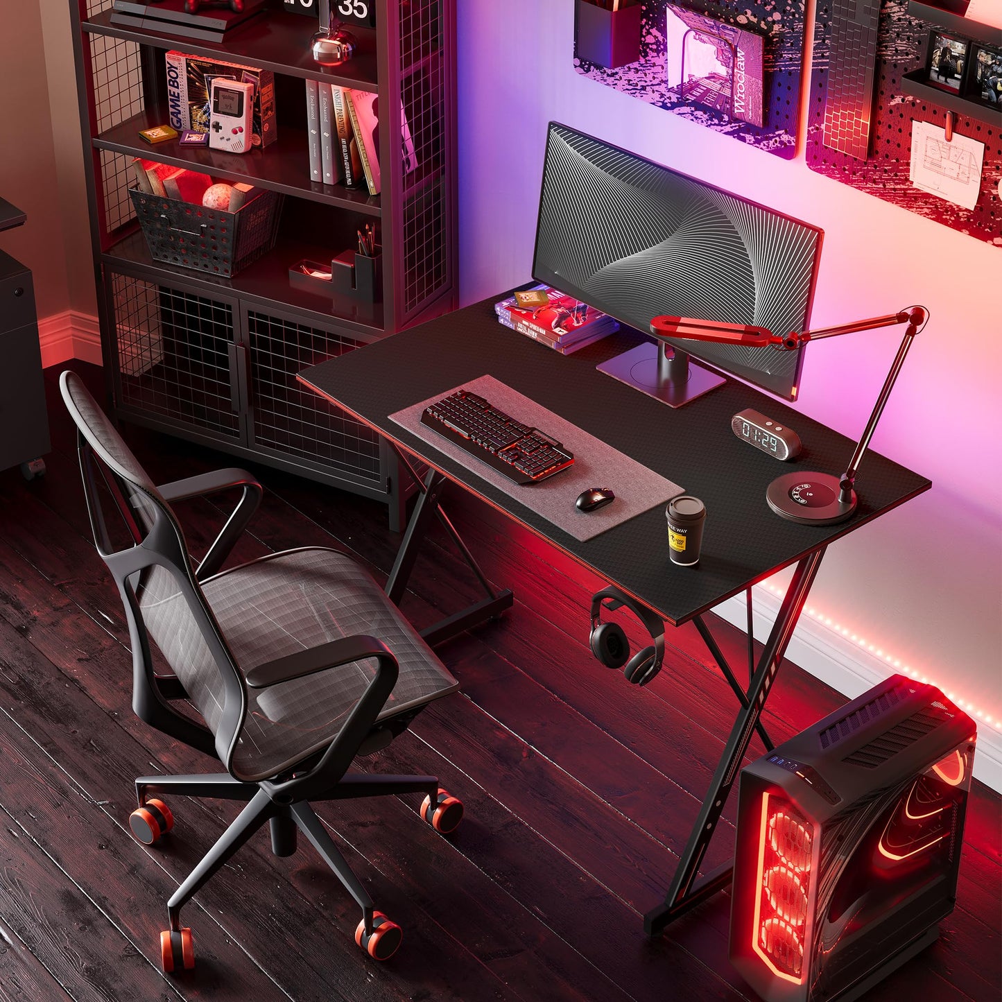 CubiCubi Gaming Desk 32 Inch PC Computer Desk, Home Office Desk Table Gamer Workstation, Simple Game Table, Black