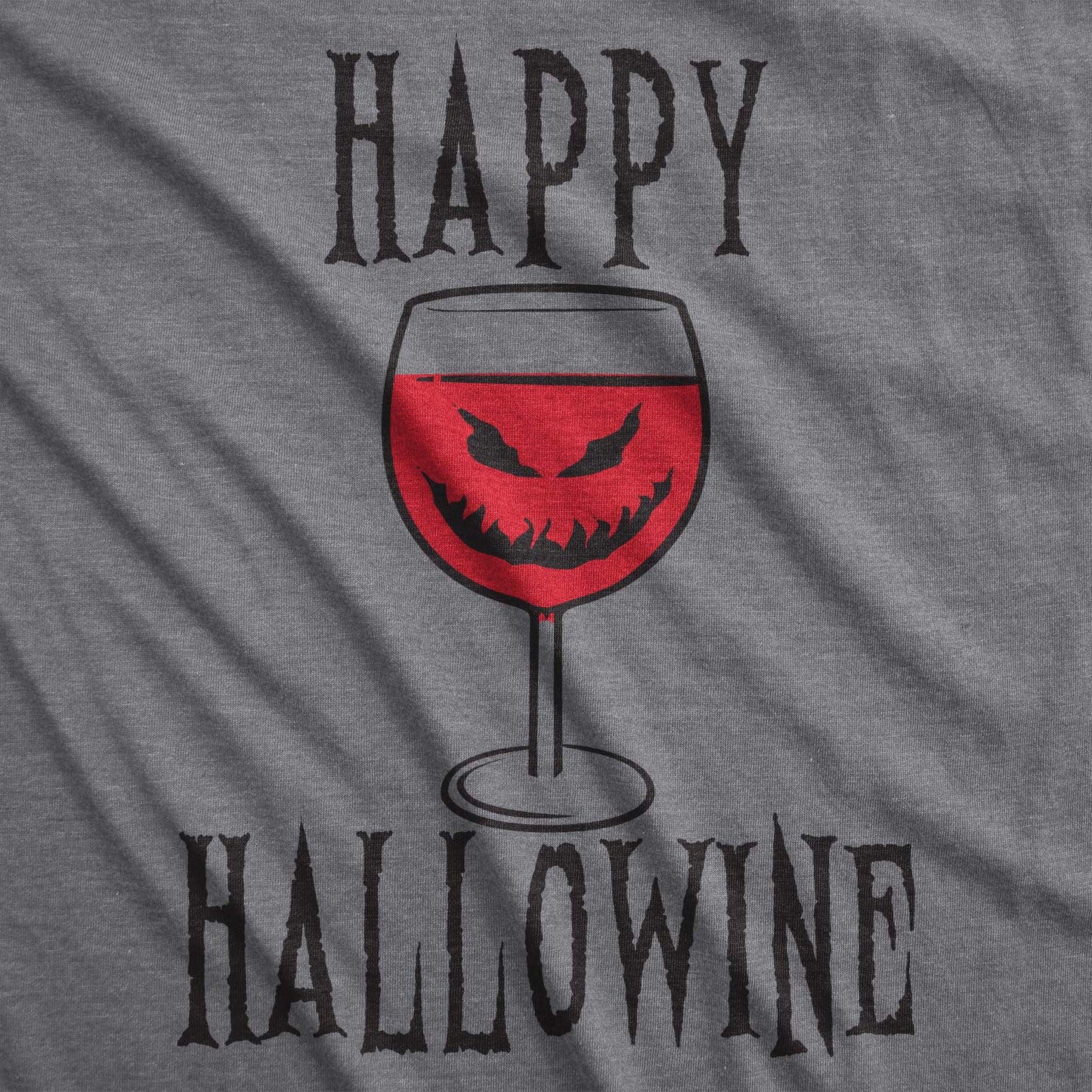 Happy Hallowine Funny Halloween Wine Glass Drinking T Shirt for Woman Funny T Shirts Halloween Tops for Women Cool Wine Top Women's Novelty Tees Dark Grey XL