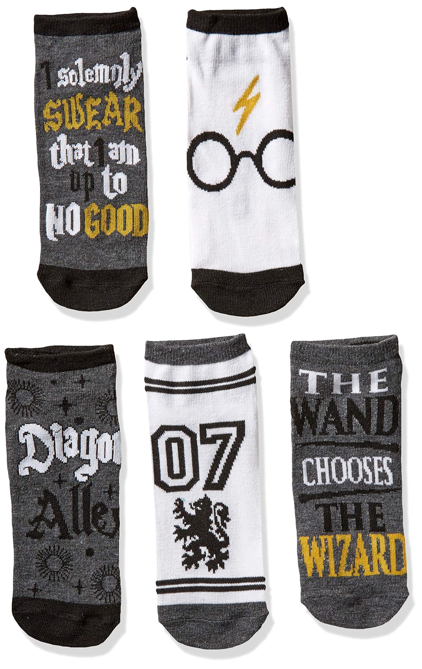 Harry Potter Glasses Deathly Hallows Mischief Managed 5 Pack Ankle Socks Black