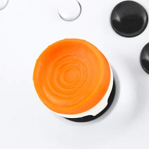 KontrolFreek Rush Performance Thumbsticks for Xbox One and Xbox Series X | Performance Thumbsticks | 2 Mid-Rise, Concave | Orange/White