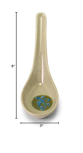 JapanBargain 2344, Set of 4 Soup Spoons Asian Chinese Wonton Spoon Japanese Soba Rice Spoon Pho Spoon Ramen Noodle Soup Spoons, Green