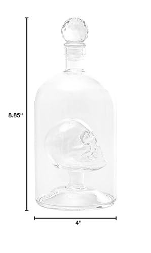 Kobi & Knight Premium Skull Decanter - Borosilicate Glass - for Vodka, Whiskey, Rum, Gin, Tequila Bottle - 25fl oz / 750ml Skull Barware