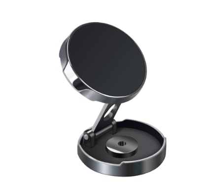 Universal Magnetic Phone Holder for Car Dashboard Folding Magnetic 360° Rotating Car Mount for All Smartphones Silver