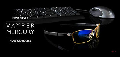 GUNNAR - Premium Gaming and Computer Glasses - Blocks 65% Blue Light - Vayper, Onyx, Amber Tint